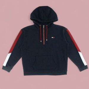 Tommy Hilfiger Vented Half-Zip Womens Active Hoodies Size M Black/Red NWOT